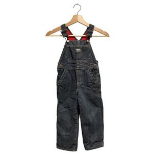 OshKosh Bgosh Dark Wash Denim Fleece Lined Overalls Size 4T